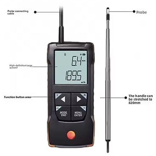 Precision Thermal Wind Speed Meter with High Accuracy - Enviro Test Construct