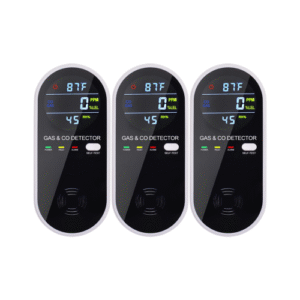 CO and Natural Gas Detector 4-in-1 Plug in Alarm Temp Humidity Monitor - Enviro Test Construct