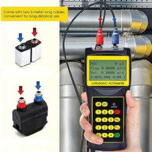 Enviro Test Construct River Water Measuring Handheld Type Ultrasonic Flow Meter With Clamp On Holder Exterior Sensor