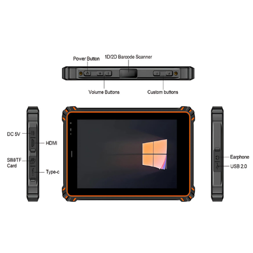 Rugged 8-inch Android Tablet with 4G, NFC, IP67, and Rich I/O Ports - Enviro Test Construct